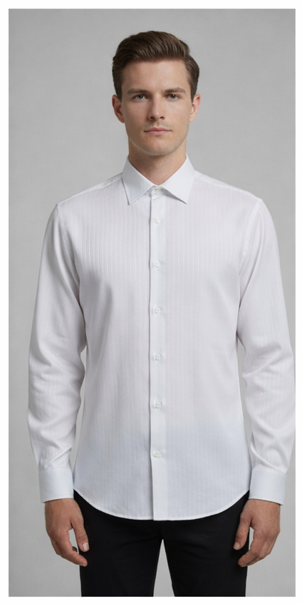 Men’s Classic White Formal Shirt – Slim Fit, Full Sleeves